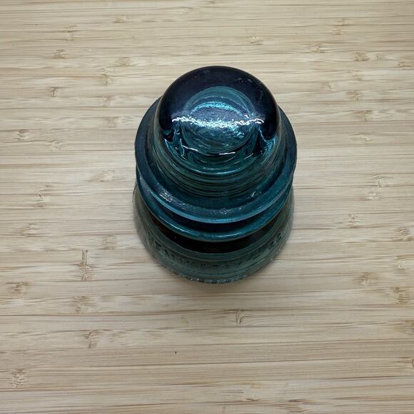 Vintage Hemingray No. 42 Blue Green Glass Railroad RR Telegraph Insulator Cap - Picture 2 of 5
